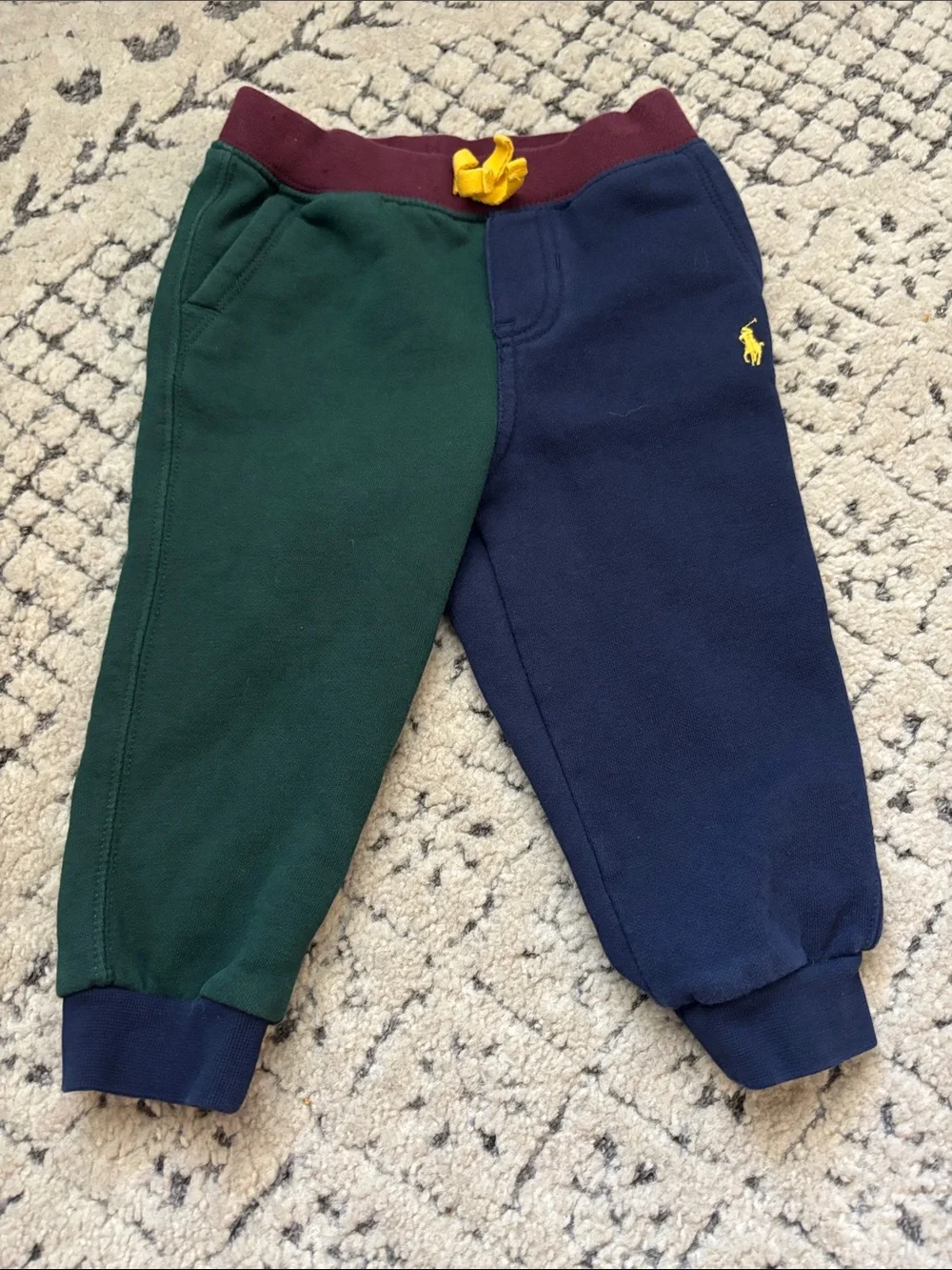 Polo by Ralph Lauren Boys Two-Tone Green & Navy Jogger Pants Set Sz 18 mo